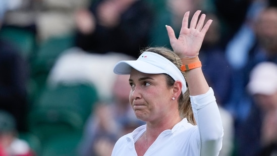 Donna Vekic de Croacia reacciona después de ganar su cuarta ronda. (AP)