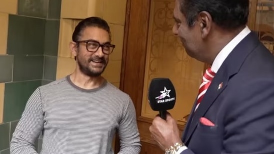 Aamir Khan en Wimbledon 2024 con Vijay Amritraj