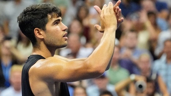 Carlos Alcaraz de España tras vencer a Li Tu de Australia en el segundo día del torneo de tenis US Open 2024 en el USTA Billie Jean King National Tennis Center (USA TODAY Sports vía Reuters Con)