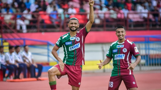 Mohun Bagan celebra un gol.