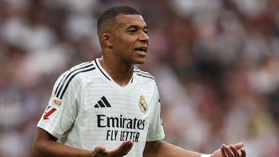 Kylian Mbappé del Real Madrid reacciona durante el partido contra el Real Valladolid (REUTERS)