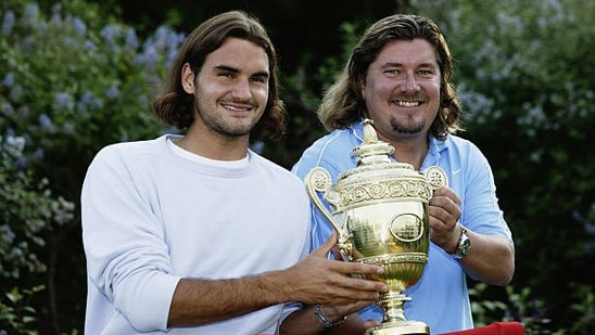 Roger Federer con Peter Lundgren.