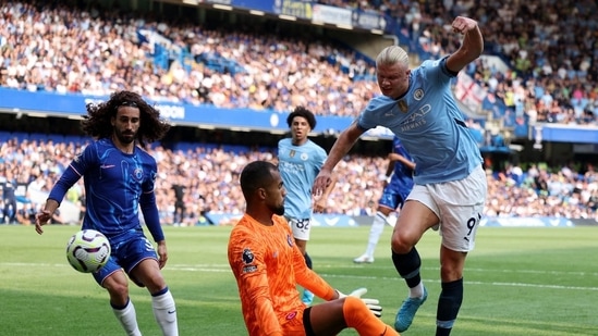 Erling Haaland marcó un gol contra el Chelsea.(Reuters)