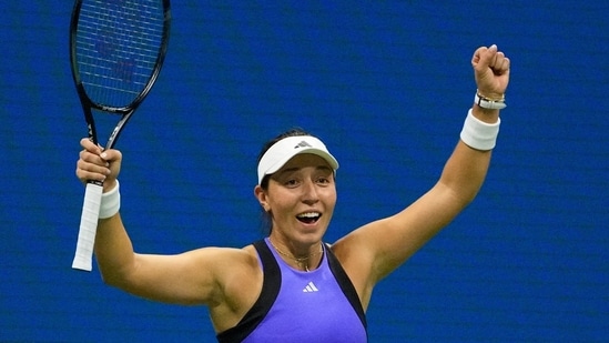 Jessica Pegula (EE. UU.) reacciona tras vencer a Karolina Muchova (CZE) y avanzar a la final del US Open (USA TODAY Sports vía Reuters Con)