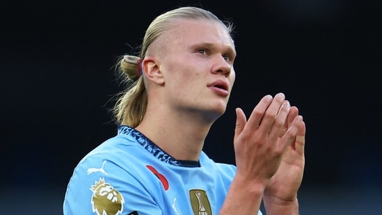 Erling Haaland del Manchester City celebra tras el partido REUTERS/Molly Darlington (REUTERS)