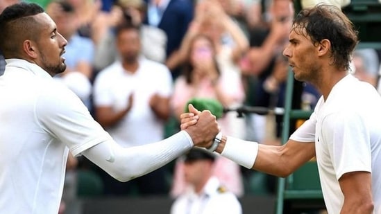 Nick Kyrgios y Rafael Nadal en Wimbledon.