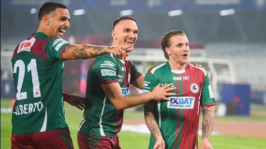 Los jugadores de Mohun Bagan celebran durante un partido de ISL. (Imagen representativa) (FSDL)